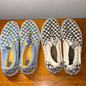 Two pair of vintage Vans Slip on Chekerboard shoes, men’s size US 11